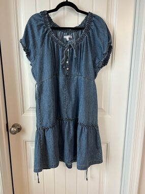Celebrity Pink Denim Peasant Dress - Blue